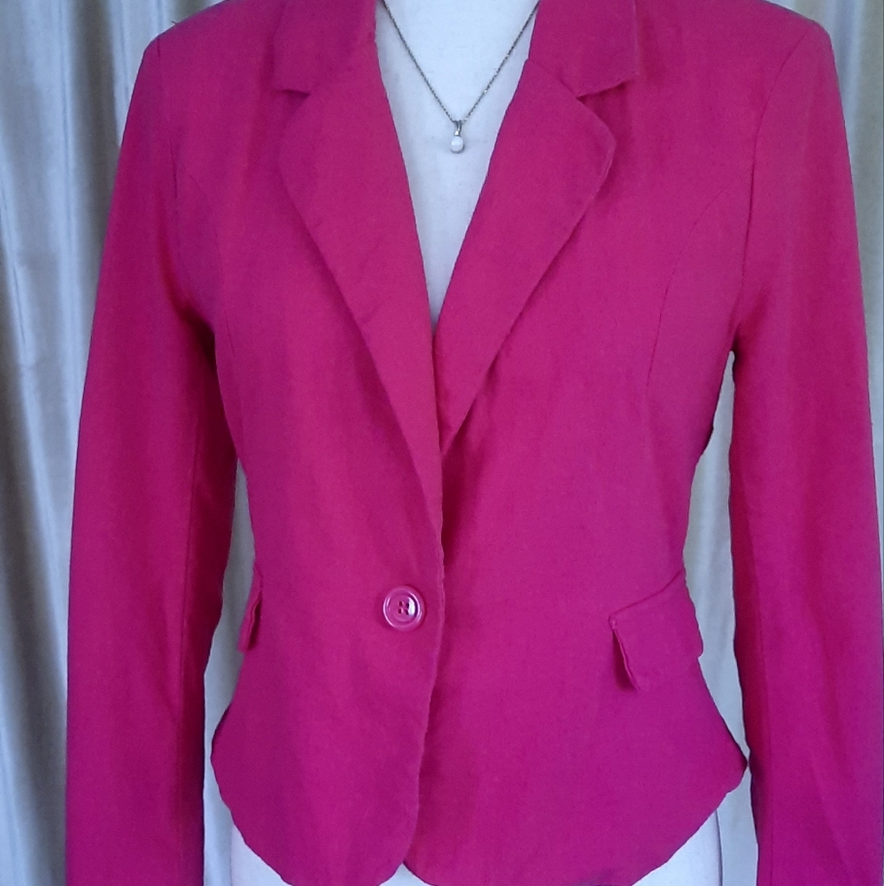 Ashley by 26 International Pink Linen Blazer Sz M
